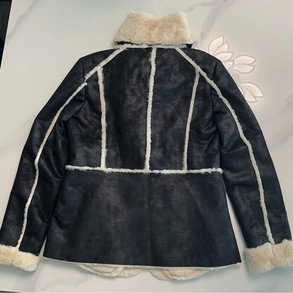 Rachel Roy Suede/Faux Fur Coat - Picture 2 of 5